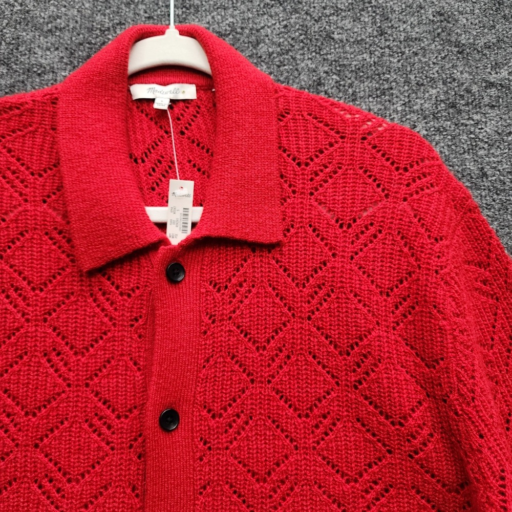 NWT Madewell Wool Cashmere Pointelle‎ Collared Button Cardigan Sweater Size S